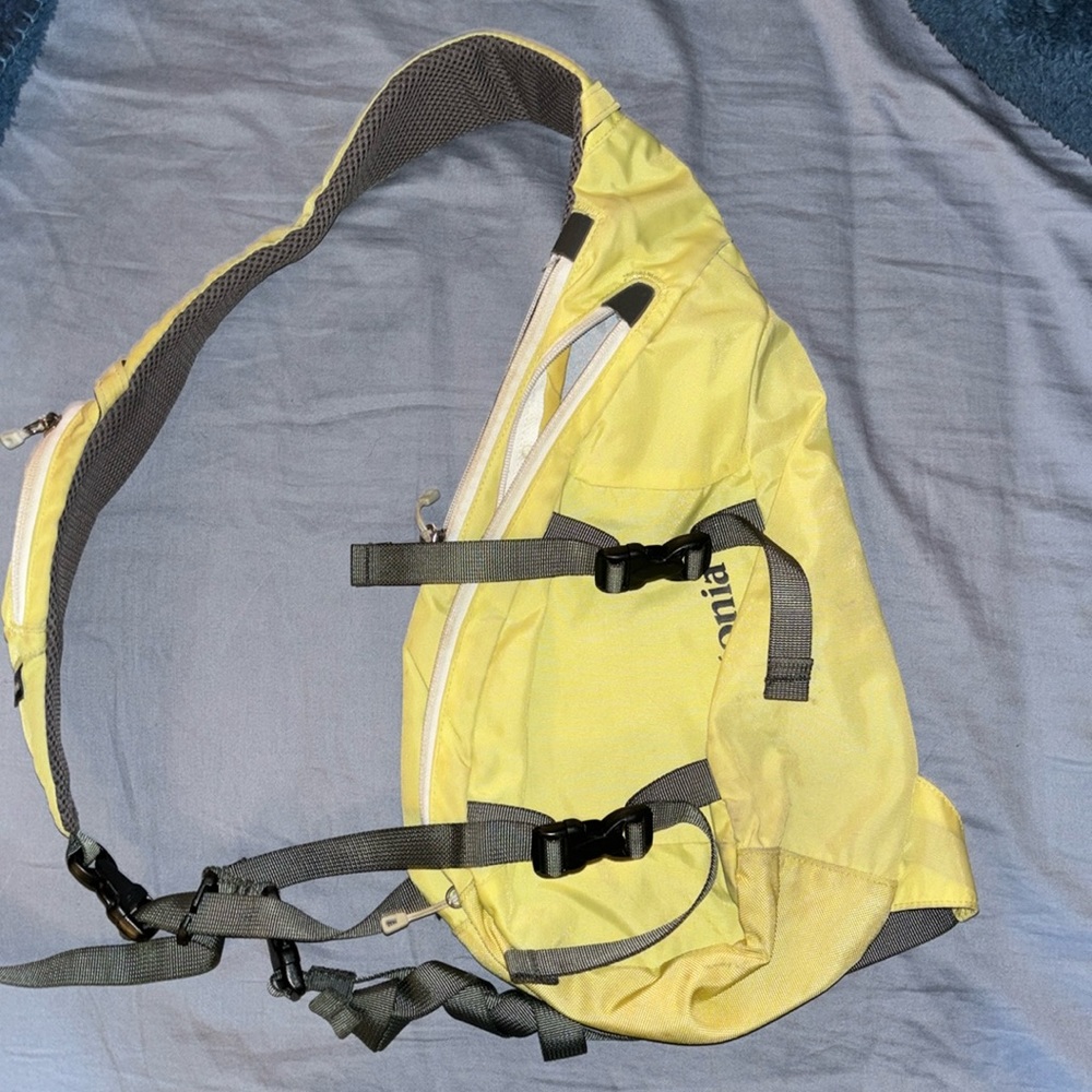 Patagonia neon yellow sling bag